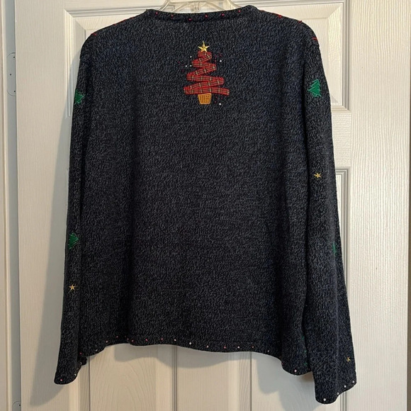 Ambra women’s vintage Christmas tree button down cardigan sweater size large - Picture 6 of 8
